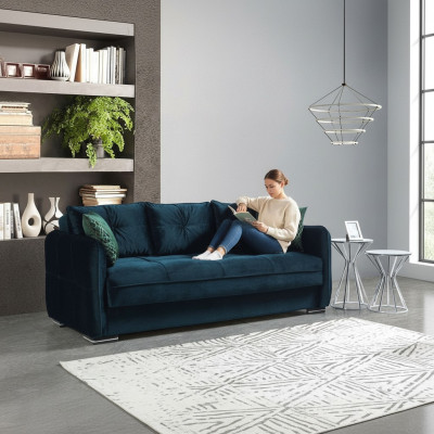Obývací pokoj Pohovka 3místná Design Styl Nábytek Relax Pohovka 3místná Moderní Pohovky Modrá Nová