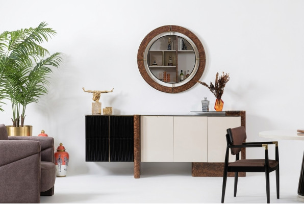 Sideboard Anrichte mit Spiegel Luxus Garnitur Kommode Holz Kommoden Klassische