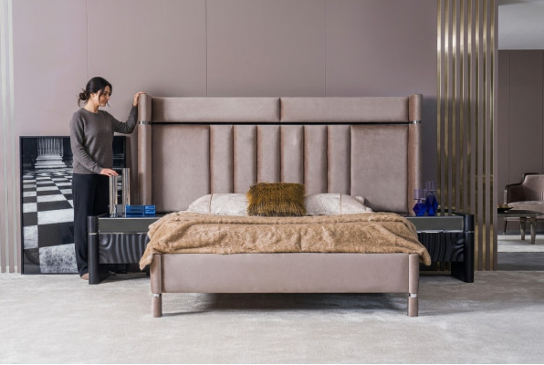Luxus Schlafzimmer Set Bett + 2x Nachttische Holz Komplettes Modern Neu