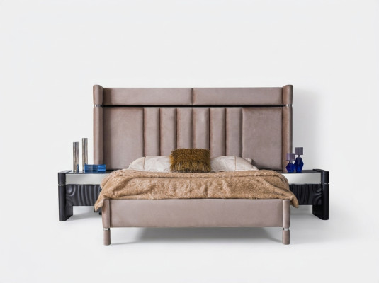 Luxus Schlafzimmer Set Bett + 2x Nachttische Holz Komplettes Modern Neu
