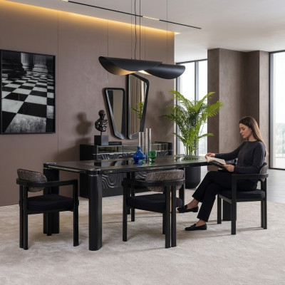 Jídelní set 6x židlí stůl jídelny designérská sada židlí ze dřeva nová.