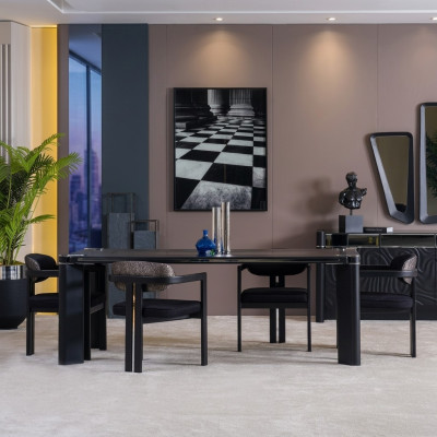 Jídelní set 6x židlí stůl jídelny designérská sada židlí ze dřeva nová.