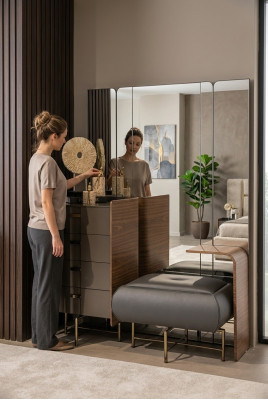 Stolek na líčení s konzolí zrcadlo nábytek do ložnice design stolička 2 kusy nový