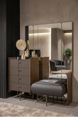 Stolek na líčení s konzolí zrcadlo nábytek do ložnice design stolička 2 kusy nový