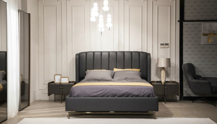 Modern Schlafzimmer Set Bett + 2x Nachttische Design Möbel 3 tlg EU