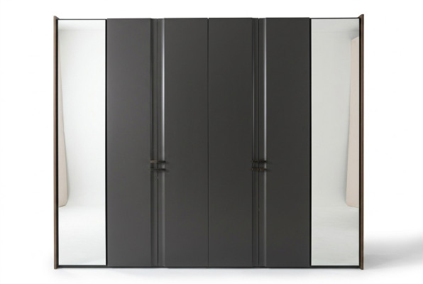 Moderner Kleiderschrank Luxus Schrank Holz Schränke Glas Taupe Schlafzimmer