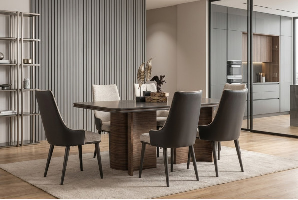 Jídelní sestava luxus 6x židlí jídelní stůl jídelní sestava garnitura s lehátkovými židlemi Moderní.