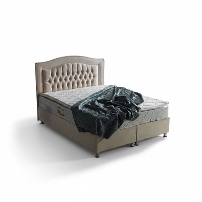Návrh postele Luxus Beige čalouněné ložnice nábytek Chesterfield stříbrný.