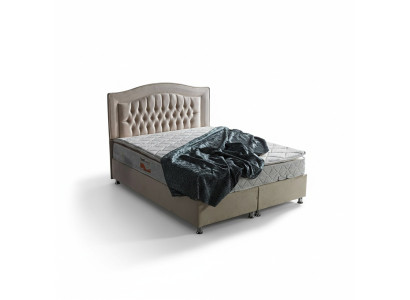 Návrh postele Luxus Beige čalouněné ložnice nábytek Chesterfield stříbrný.