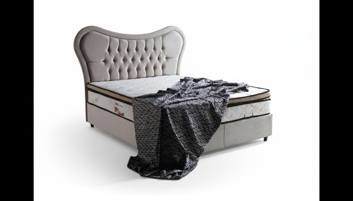 Bett Design Betten Luxus Beige Polster Schlafzimmer Möbel Chesterfield 160x200