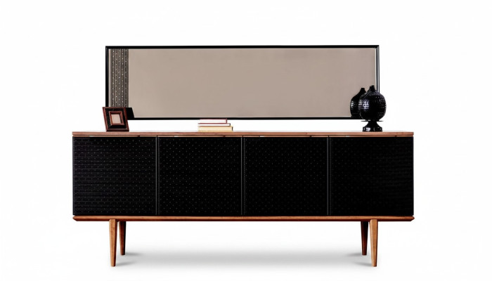 Luxus Anrichte Sideboard mit Spiegel Design Moderne Kommoden Holz Einrichtung