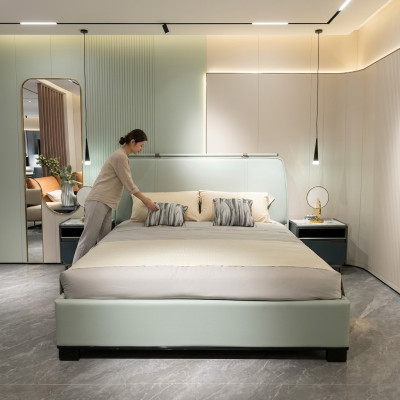 Luxus Schlafzimmer Set Modern Doppelbett mti 2x Nachttische Design 3tlg.Komplett