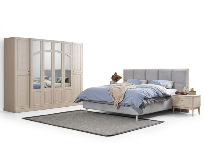 Ložnice set Luxus Komplettes Bett 2x Nachttisch Kleiderschrank Modern 4tlg