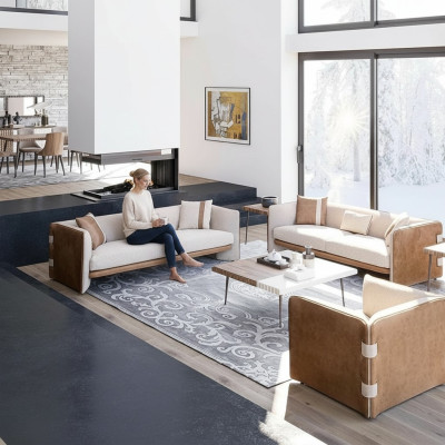 Luxus Sofa Set 2x Dreisitzer Sofas Couchen Modern Sessel Wohnzimmer Einrichtung