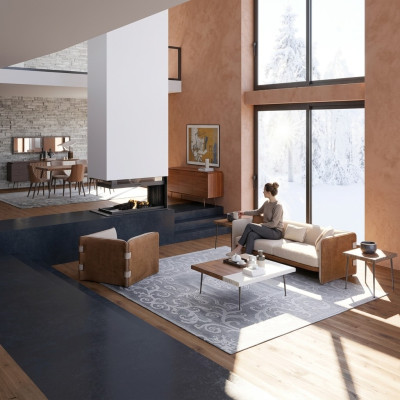 Komplett 5tlg Möbel Dreisitzer Sofa Luxus Sessel Modern Holz Couchtisch