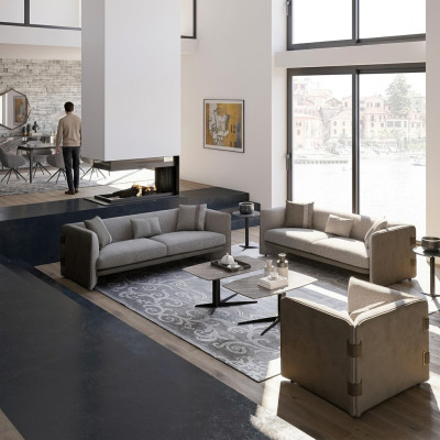 Grau Wohnzimmer Set 7tlg Modern 2x Sofas Dreisitzer Polstermöbel Sessel Neu