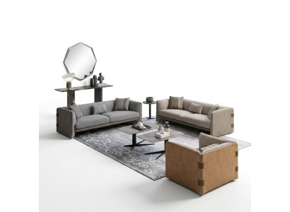 Grau Wohnzimmer Set 7tlg Modern 2x Sofas Dreisitzer Polstermöbel Sessel Neu