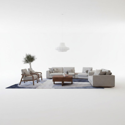 Wohnzimmer Set 4tlg Zweisitzer mit Dreisitzer Sofa Polster Textil 2x Sessel Neu