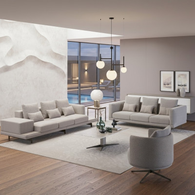 Wohnzimmer Komplett 2x Sofa Dreisitzer Textil Polstermöbel Sessel Neu Couchtisch