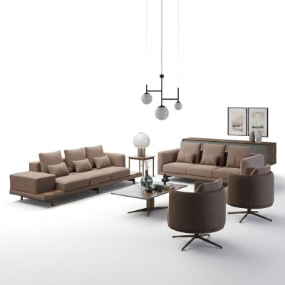 Komplett 6tlg Braun Einrichtung 2x Sofa Dreisitzer Couch Polstermöbel 2x Sessel