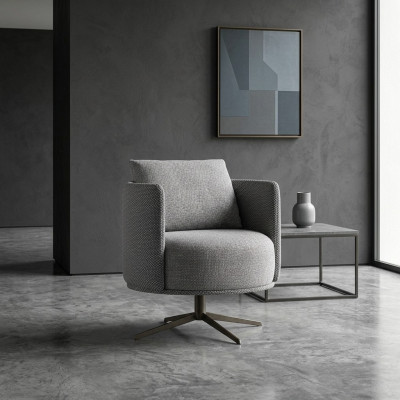 Luxus Grau Sessel Wohnzimmer Polstermöbel Modern Design Neu Polster Stoff Textil