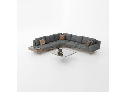 Grau Sofa L FormWohnzimmer Set 2tlg Couchtisch Ecksofa Luxus Polstermöbel