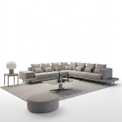 Wohnzimmer Grau Polstermöbel Ecksofa L-Form Design Couchtisch Beistelltisch