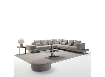 Wohnzimmer Grau Polstermöbel Ecksofa L-Form Design Couchtisch Beistelltisch