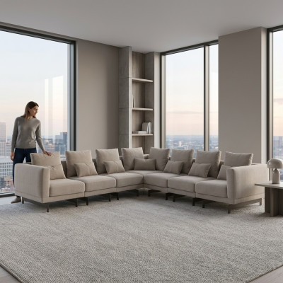 Designer Polstermöbel Ecksofa L-Form Einrichtung Garnitur Polster Textil Neu