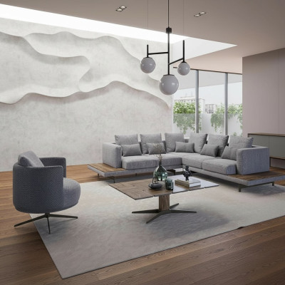 Wohnzimmer Garnitur 3tlg Textil Sofa Couch L-Form Neu Couchtisch Luxus Möbel