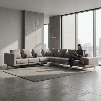 Ecksofa L-Form Wohnzimmer Einrichtung Designer Textil Sofa Modern Garnitur
