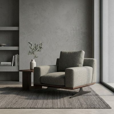 Luxus Designer Sessel Modern Polstersessel Einrichtung GrauTextil Sitz Neu