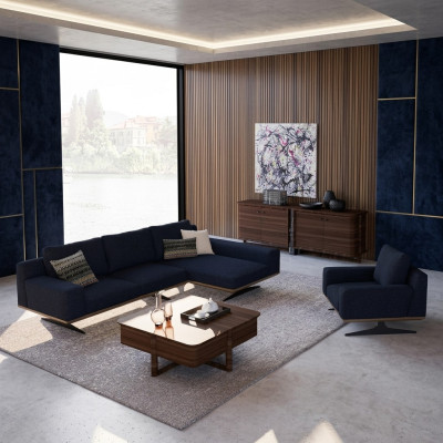 Modern Blau Designer Wohnzimmer Einrichtung Polstersofa Luxus Polster Textil