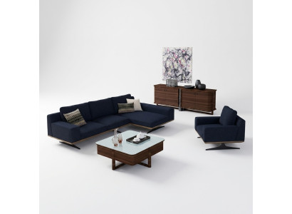 Modern Blau Designer Wohnzimmer Einrichtung Polstersofa Luxus Polster Textil
