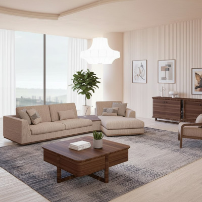 Designer Beige Sofas L-Form Polstermöbel Ecksofa Neu Luxus Sessel Wohnzimmer