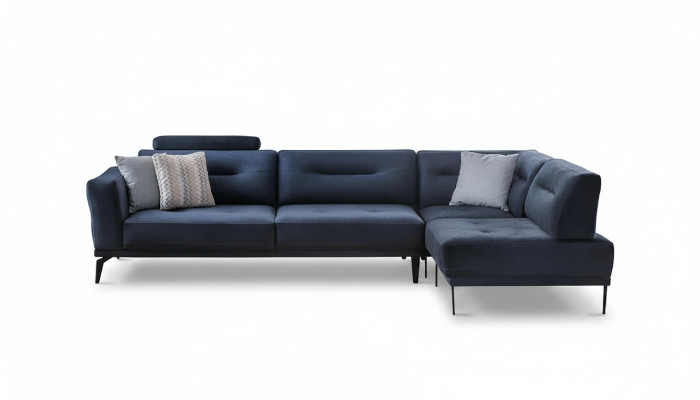Eck Garnitur Obývací Pokoj Modrá L-Forma Látka Sofa Moderní Design