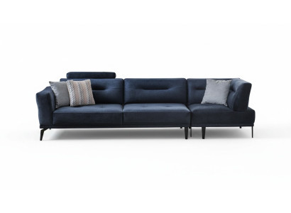 Modern 4-Sitzer Massive Luxus Sofa Blau Wohnzimmer Stoffsofa Design Modern