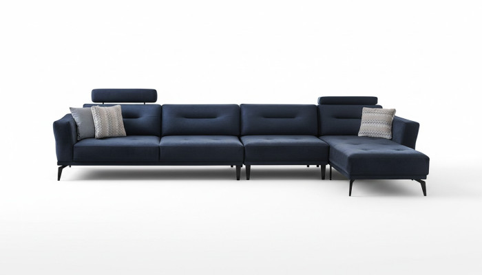 Massive Wohnzimmer L-Form Dunkelblau Ecksofa Modern Luxus Design