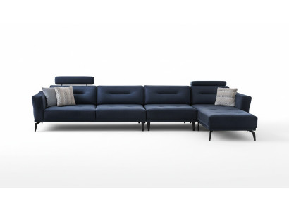 Massive Wohnzimmer L-Form Dunkelblau Ecksofa Modern Luxus Design