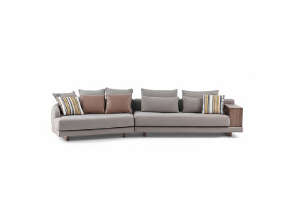 5-místná masivní šedá látková pohovka do obývacího pokoje elegantního moderního designu