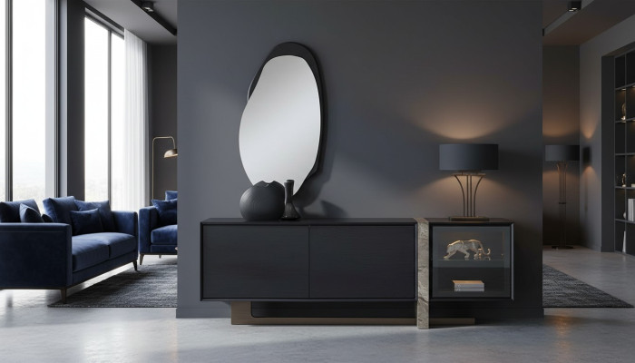Sideboard Buffet Spiegel Esszimmer Wohnzimmer Modern Design 2tlg. Set