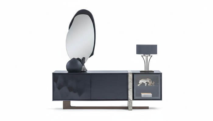Sideboard Buffet Spiegel Esszimmer Wohnzimmer Modern Design 2tlg. Set