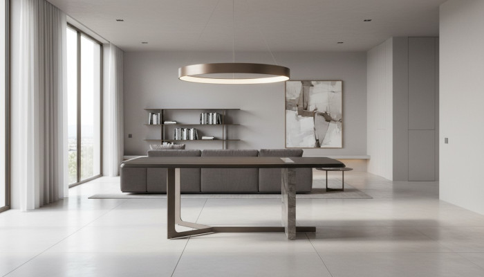Modern Rechteckig Esszimmer Esstisch Grau Holz Luxus Design Tisch