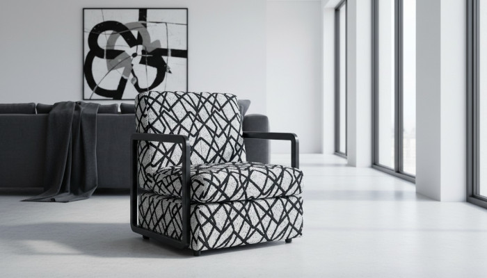 Schwarz-Grauer Wohnzimmer Sessel Designer 1-Sitzer Luxus Loungesessel