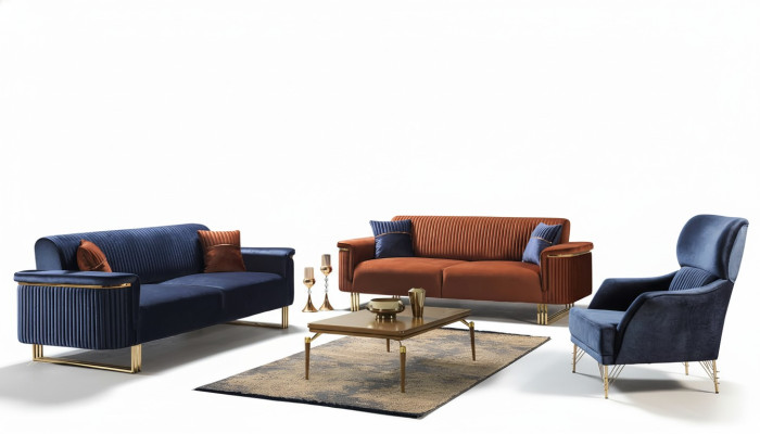 Moderní sedací souprava do obývacího pokoje Designer 3místná pohovka Sedačka Křeslo
