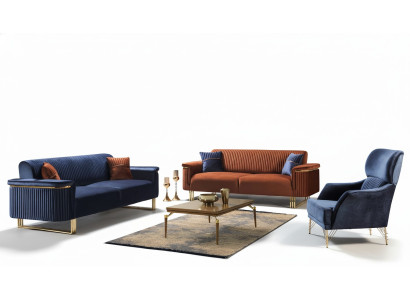 Moderní sedací souprava do obývacího pokoje Designer 3místná pohovka Sedačka Křeslo