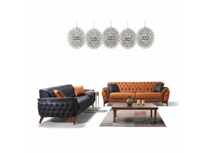Chesterfield sedací souprava designer obývacího pokoje 2x textilní sedací souprava.