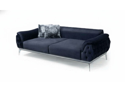 Schwarz Chesterfield Design Textil Material Modern 3-Sitzer Stoffsofa