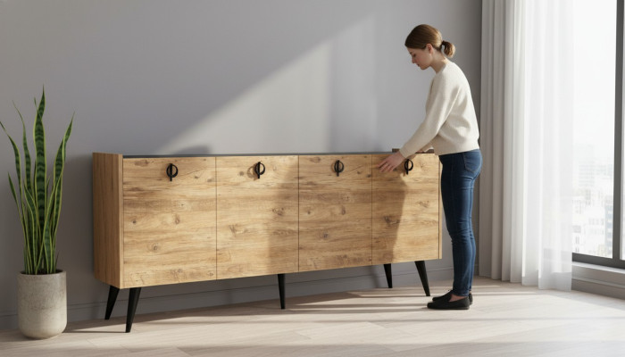 Obývací pokoj Hnědý Komoda Moderní Design Obdélníkový Tvar Police Luxusní