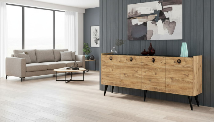 Obývací pokoj Hnědý Komoda Moderní Design Obdélníkový Tvar Police Luxusní